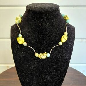 Bohemian Green and Blue Floral Necklace